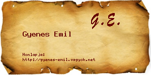 Gyenes Emil névjegykártya